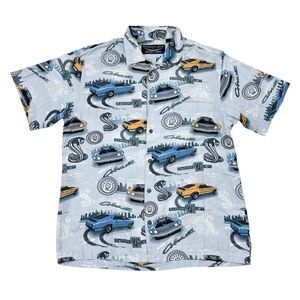 Vintage Newport Blue Ford Cobra 428 Shirt Mens Size Large Short Sleeve Button Up